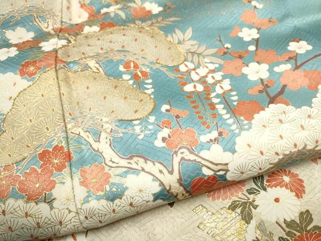 平和屋着物○訪問着 駒刺繍 流水花車文 暈し染め 金彩 正絹 逸品