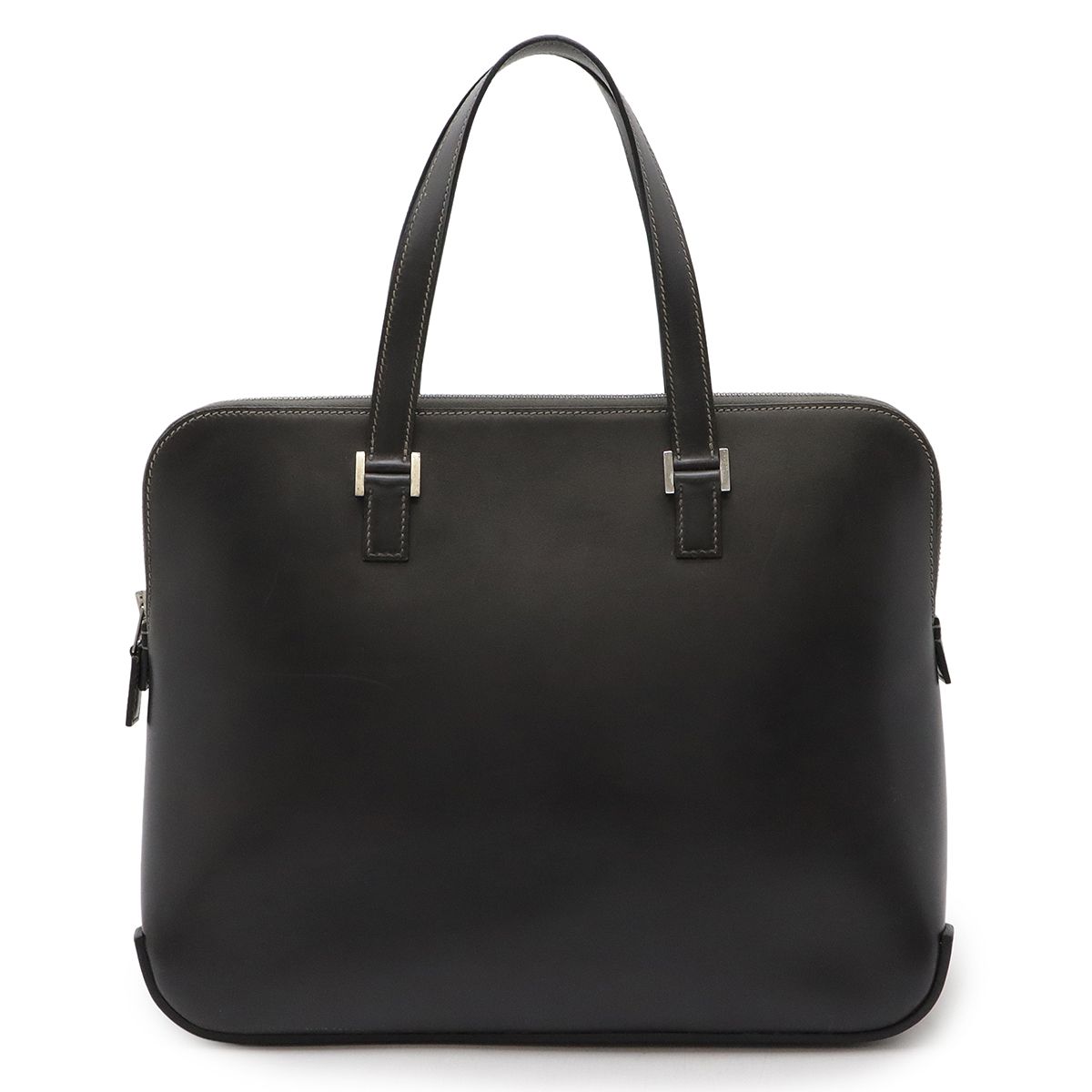 HERMES エルメス エスカパーダ トートバッグ ハンドバッグ ボックスカーフ レザー ダークグレー シルバー金具
