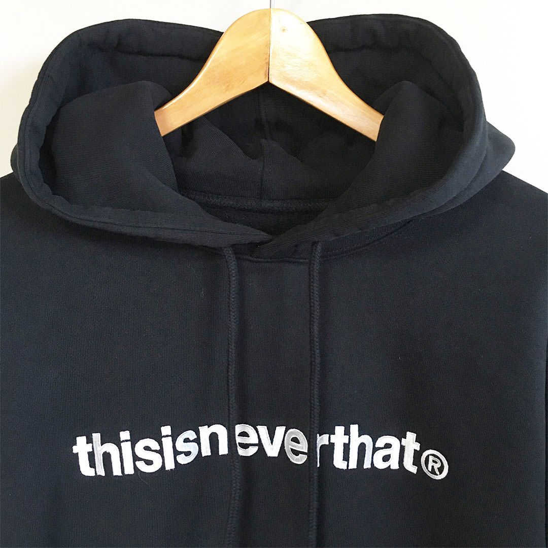 thisisneverthat パーカー　M ブラック　刺繍ロゴ thisisneverthat ジップアップパーカー M ブラック ロゴ刺繍