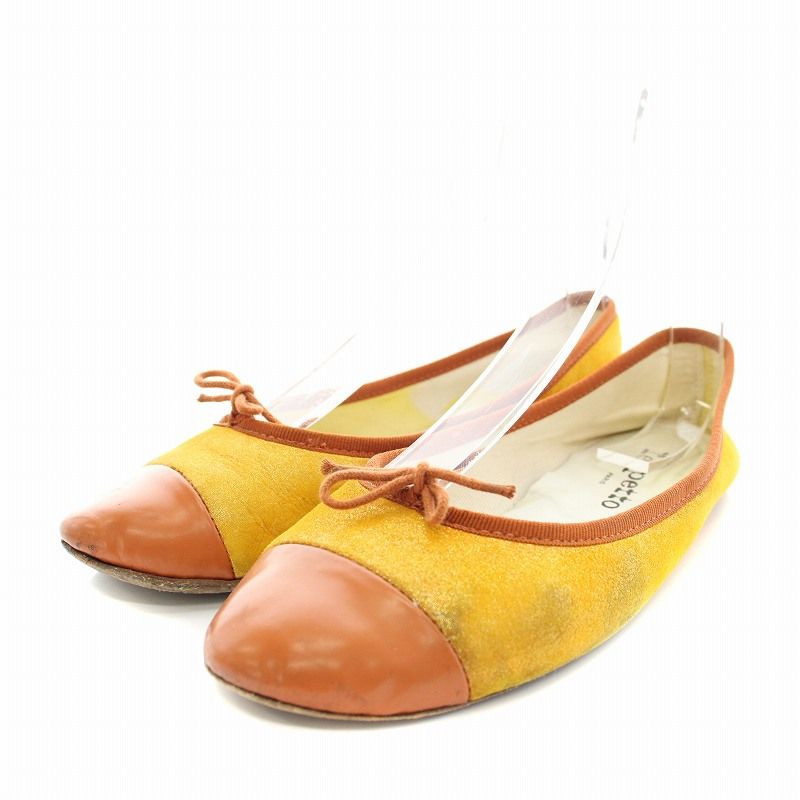 レペット Repetto サンドリヨン CENDRILLON バレエシューズ フラットシューズ レザー 38.5 25.0cm 黄 イエロー オレンジ 5132175639 |YT ▲H