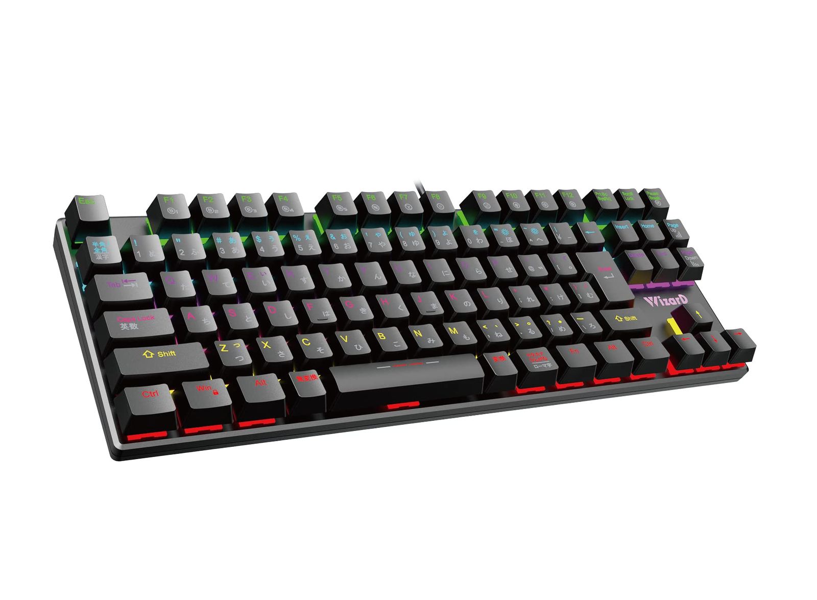 【WizarD】 ライト搭載91キー ゲーミングキーボード テンキーレス 有線 KL21C1 【日本人スタッフによる安心サポート】 