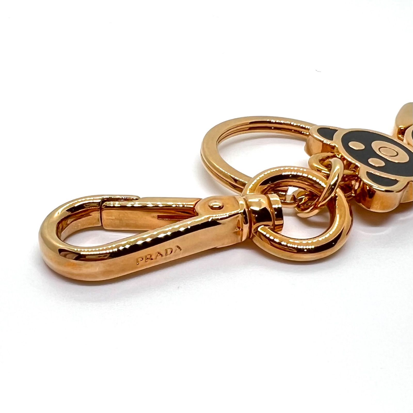 PRADA プラダ ベア チャーム キーホルダー ゴールド× ブラック 箱付き 美品☆ PRADA プラダ クマ ベア キーリング キーホルダー