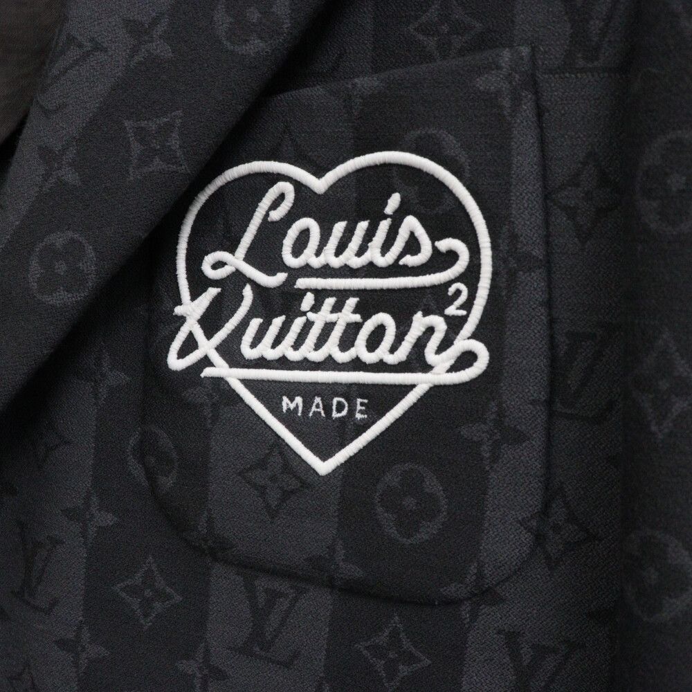 LOUIS VUITTON (ルイヴィトン) 22SS ×NIGO モノグラムトランクストライプ柄 テーラードジャケット RM221M I94 HMJ02E ブラック/グレー