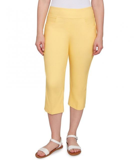 【送料無料】 ルビーアールディー レディース カジュアルパンツ ボトムス Stretch Straight Leg Pull-On Capri Pants Lemon