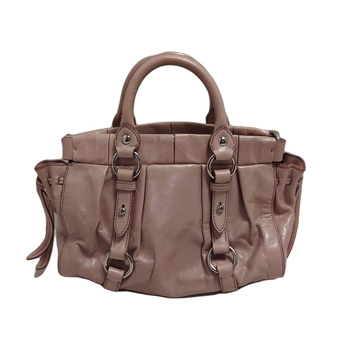 美品✨ miu miu　サイドリボン　レザー　トートバッグ　アーカイブ　ベージュ ☆maco様専用☆ミュウミュウ リボン レザー トートバッグ 中古・古着