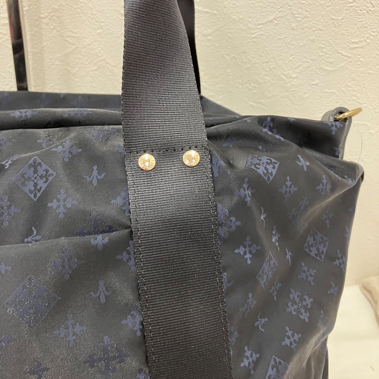 5121 russet ラシット ボストンバッグ 2way モノグラム 総柄 ネイビー✕ブラック系 旅行 大容量 キャリーオン ナイロン 軽量 レディース WWW_MORNINGWALKER_COM