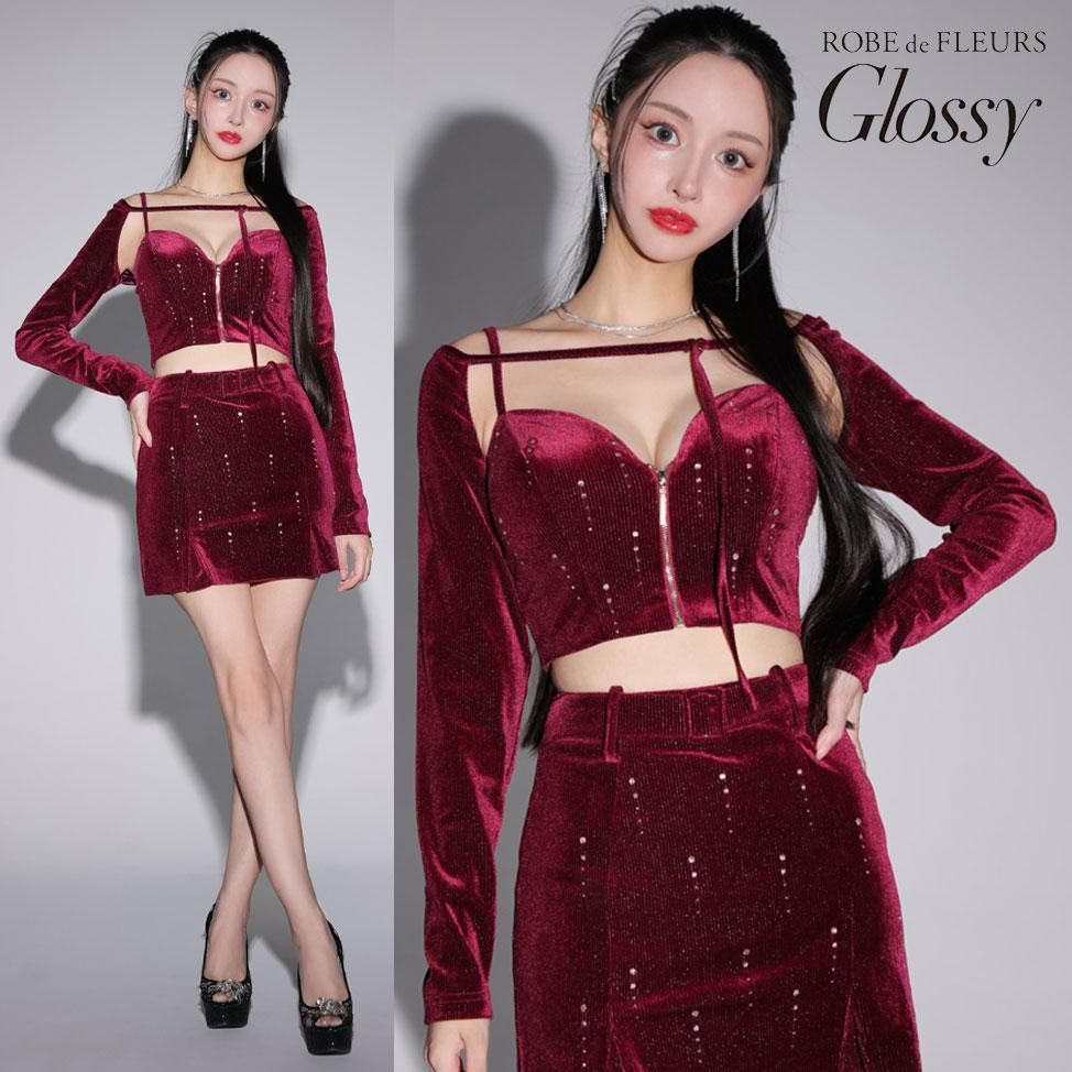 ROBE de FLEURS ローブドフルール ラメベロア セットアップドレス ROBE de FLEURS Glossy / ローブドフルールグロッシー】2way