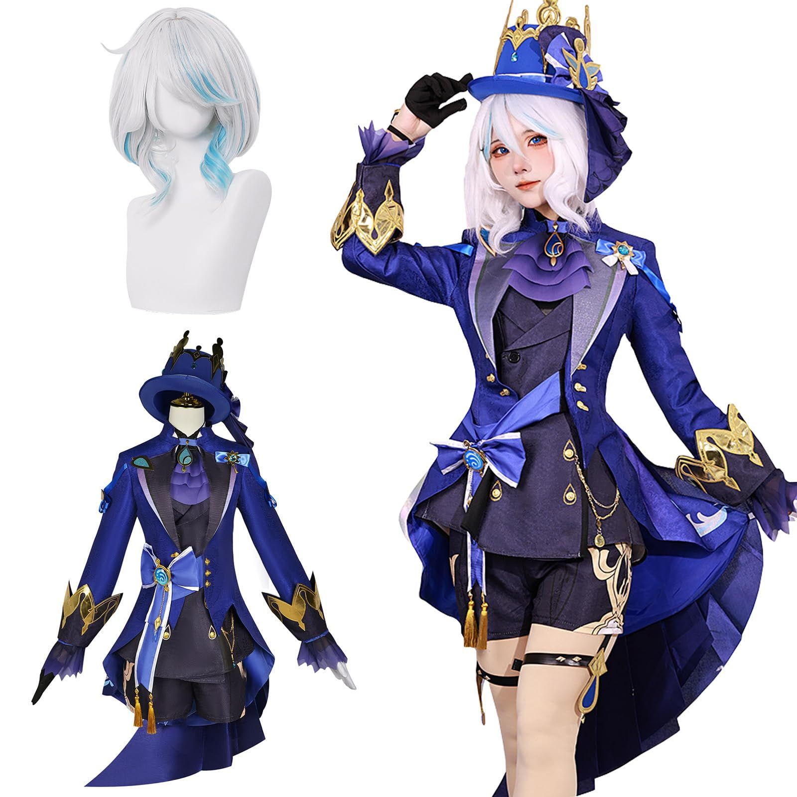 Color:フリーナ ウィッグ付き_Size:L [神併良品] フリーナ コスプレ