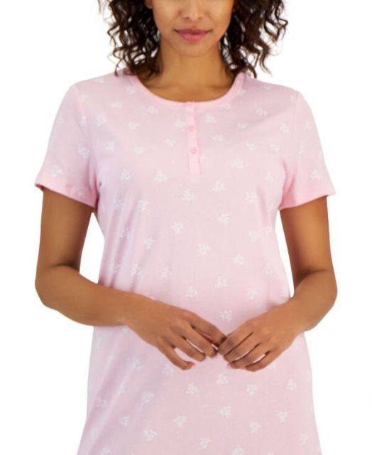 チャータークラブ レディース ナイトウェア アンダーウェア Women s Cotton Printed Henley Sleepshirt XS-3X Ditsy Floral WWW_DECORATOM_COM_BR