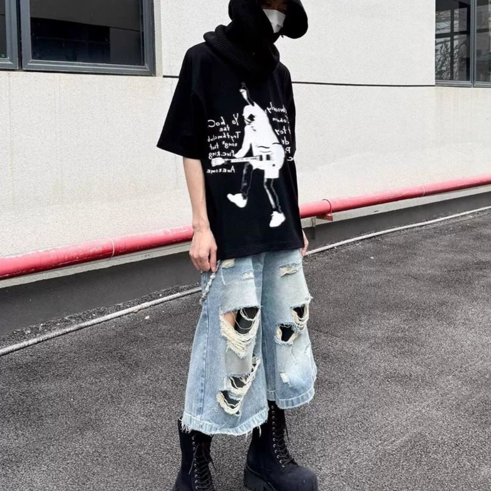 ダメージ ハーフパンツ デニム カジュアル系 お洒落 ストリート 2024春新作 メンズ服 男女兼用 ビンテージ風 デニムパンツ