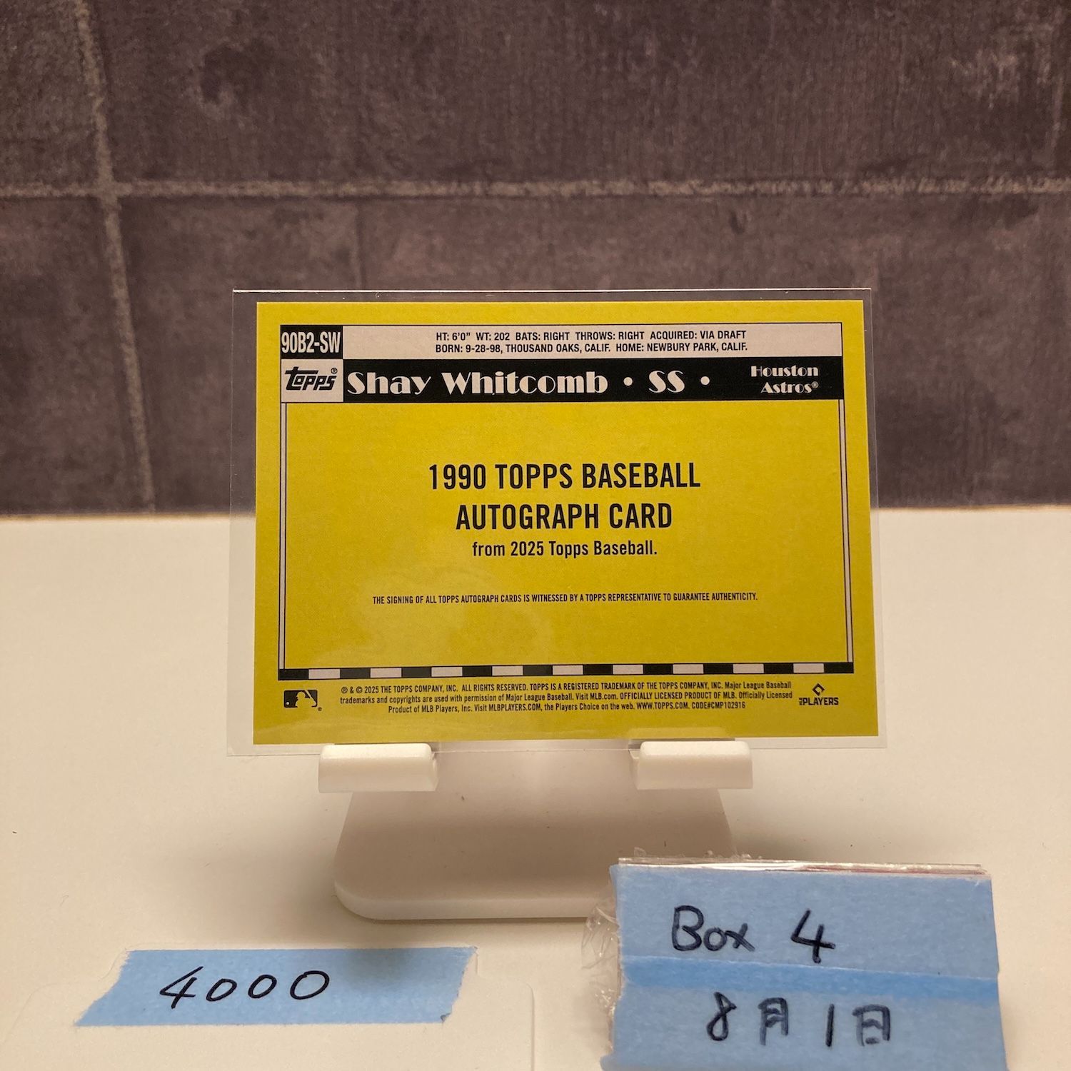 スカイピース 激レア サイン入り 他 グッズ 2025 Topps Shay Whitcomb 直筆サイン Houston Astros RC