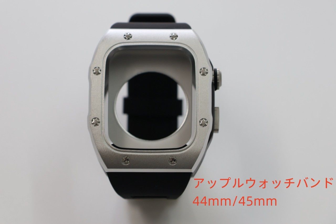 Apple Watchバンド超高品質シルバーカバーケースアップルウォッチ黒