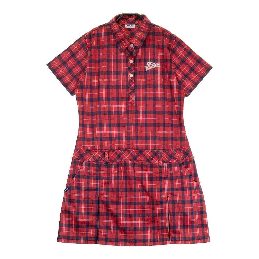 FILA　GOLF　ウェア　ワンピース　ポロシャツ　チェック　半袖　ビビット 超美品】FILA GOLF フィラゴルフ 半袖ポロワンピース 黒×白