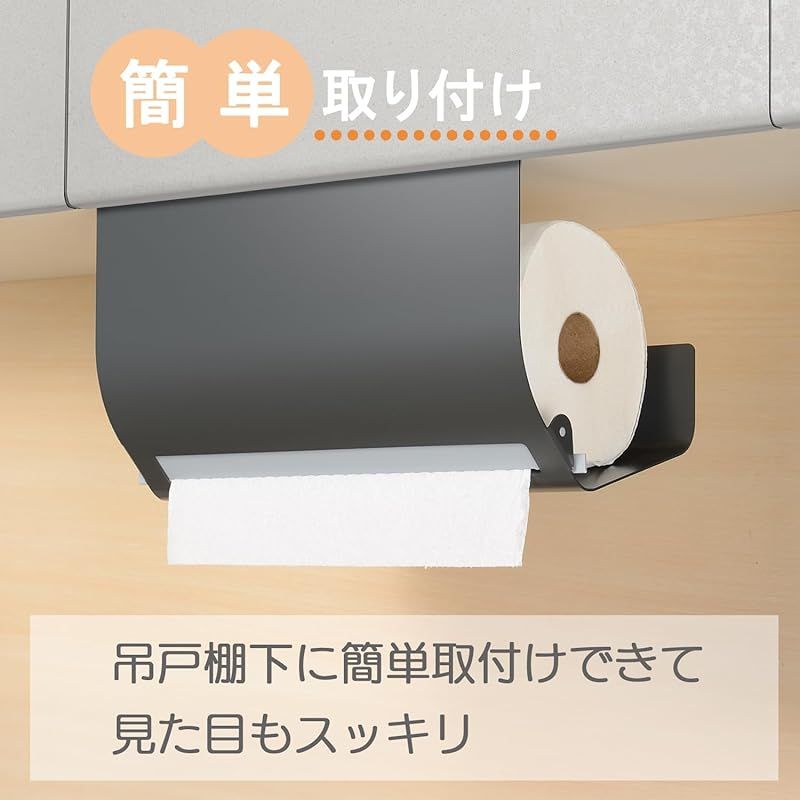 オークス レイエ Leye キッチンペーパー ハンガー ホルダーラージ グレー 海外製のペーパーにも対応 吊戸棚に付けられる ペーパーサイズ幅 28cm 直径 16cmまで対応 LES3228 1