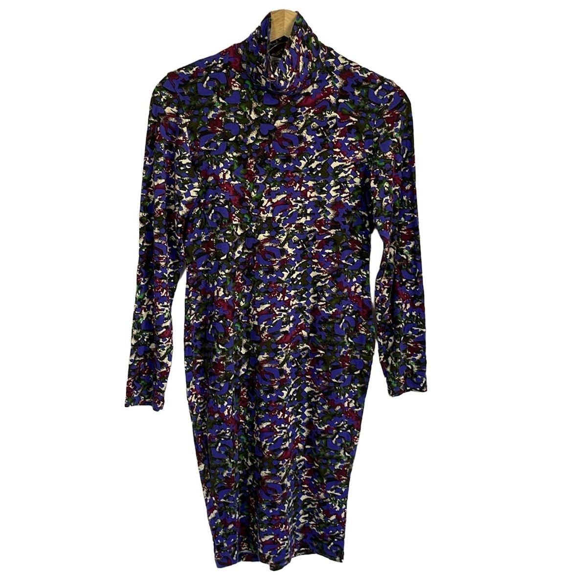 MISSONI ミッソーニ ワンピース サイズ42 M レディース - ブルー×パープル×マルチ ハイネック|長袖|ひざ丈|DONNA