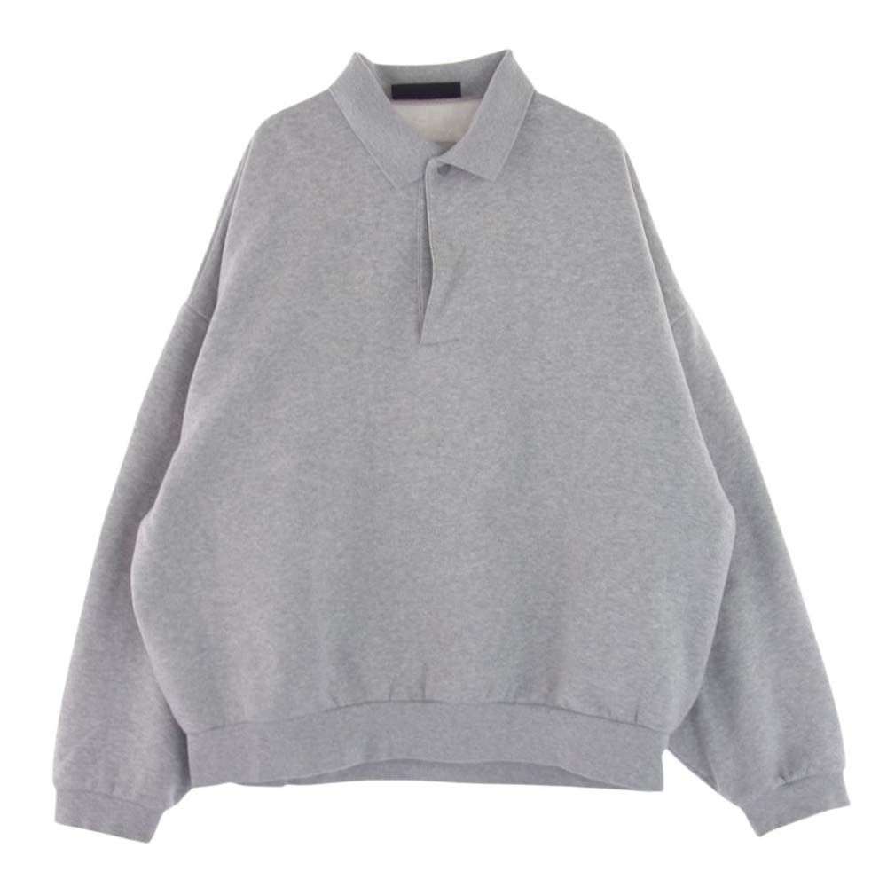 FEAR OF GOD フィアオブゴッド スウェット 背面 ラバーロゴ 裏起毛 ポロ スウェット 長袖 トレーナー グレー系 L【中古】