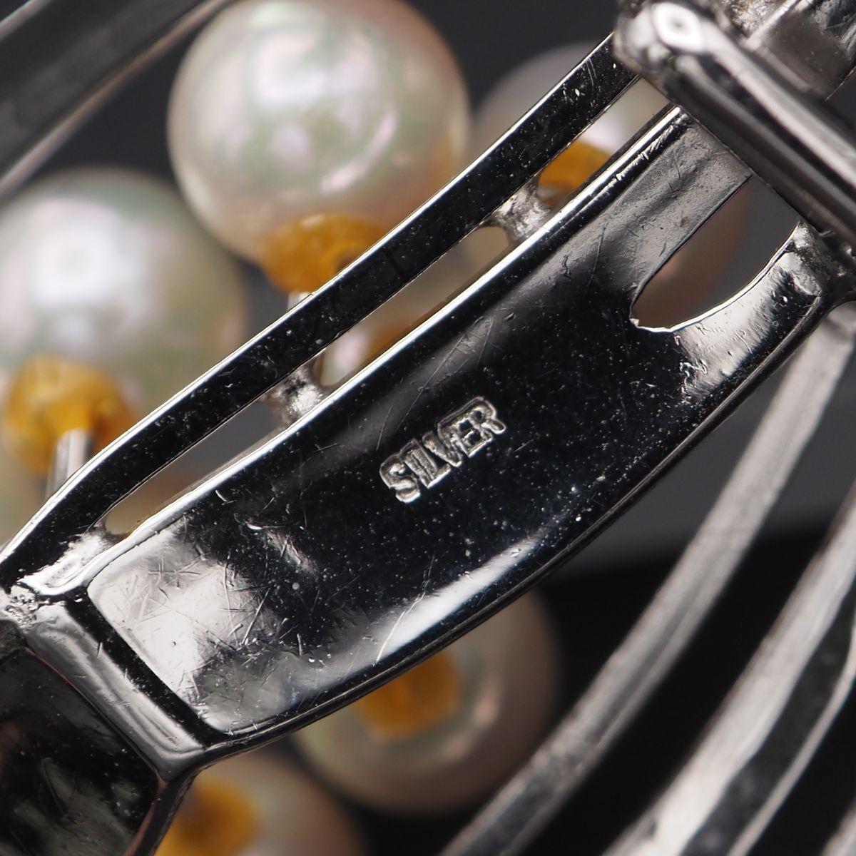 A372 本真珠 6.3mm12珠 パール SILVER刻印 2way ブローチ 帯留め