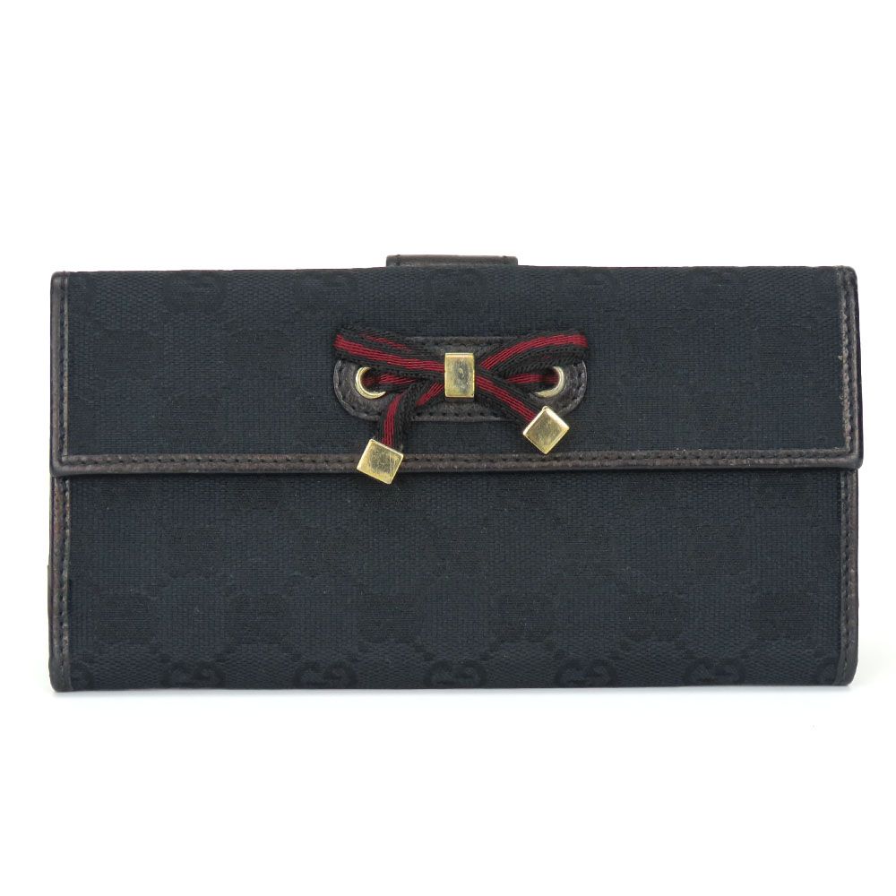 中古】 グッチ 長財布 167464 シェリーライン シンプリーリボン GG 