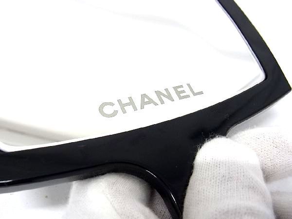 ■極美品■ CHANEL シャネル ココマーク ミラー ハンドミラー 鏡 手鏡 コスメ レディース ブラック系 AF8224ｱZ