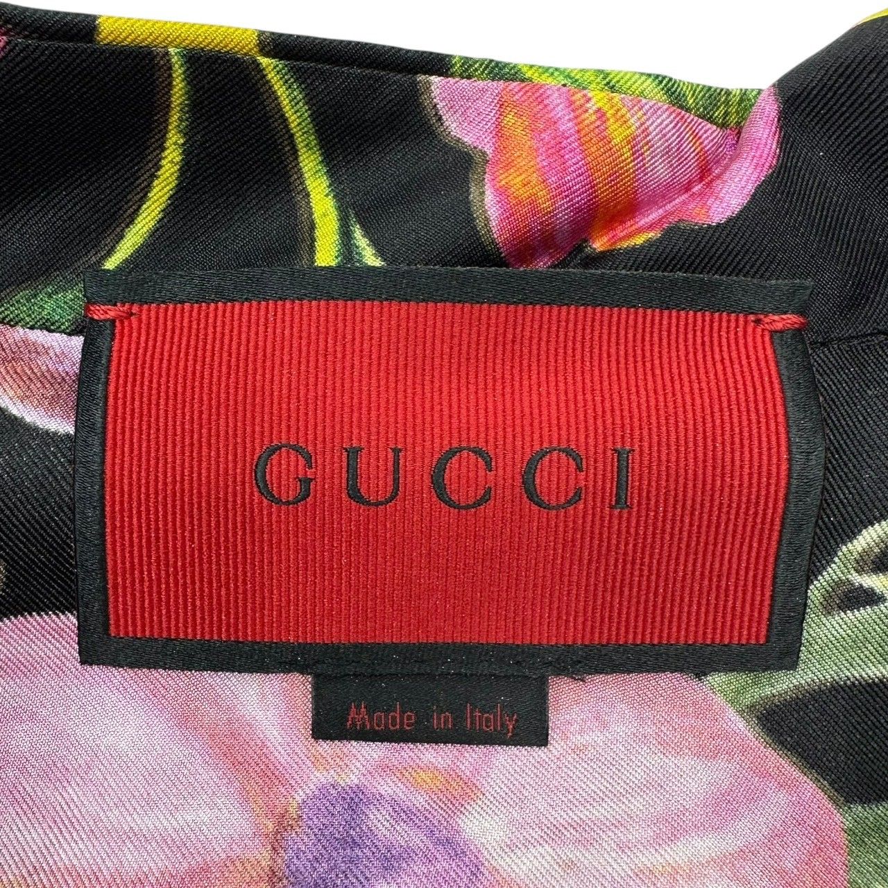 GUCCI(グッチ) 18SS シルク総花柄 ラミネート加工 長袖シャツ WJ0 506489 36(S程度) シルバー×ピンク アレッサンドロ・ミケーレ氏デザイン期 GUCCI(グッチ) 18SS シルク総花柄 ラミネート加工 長袖シャツ