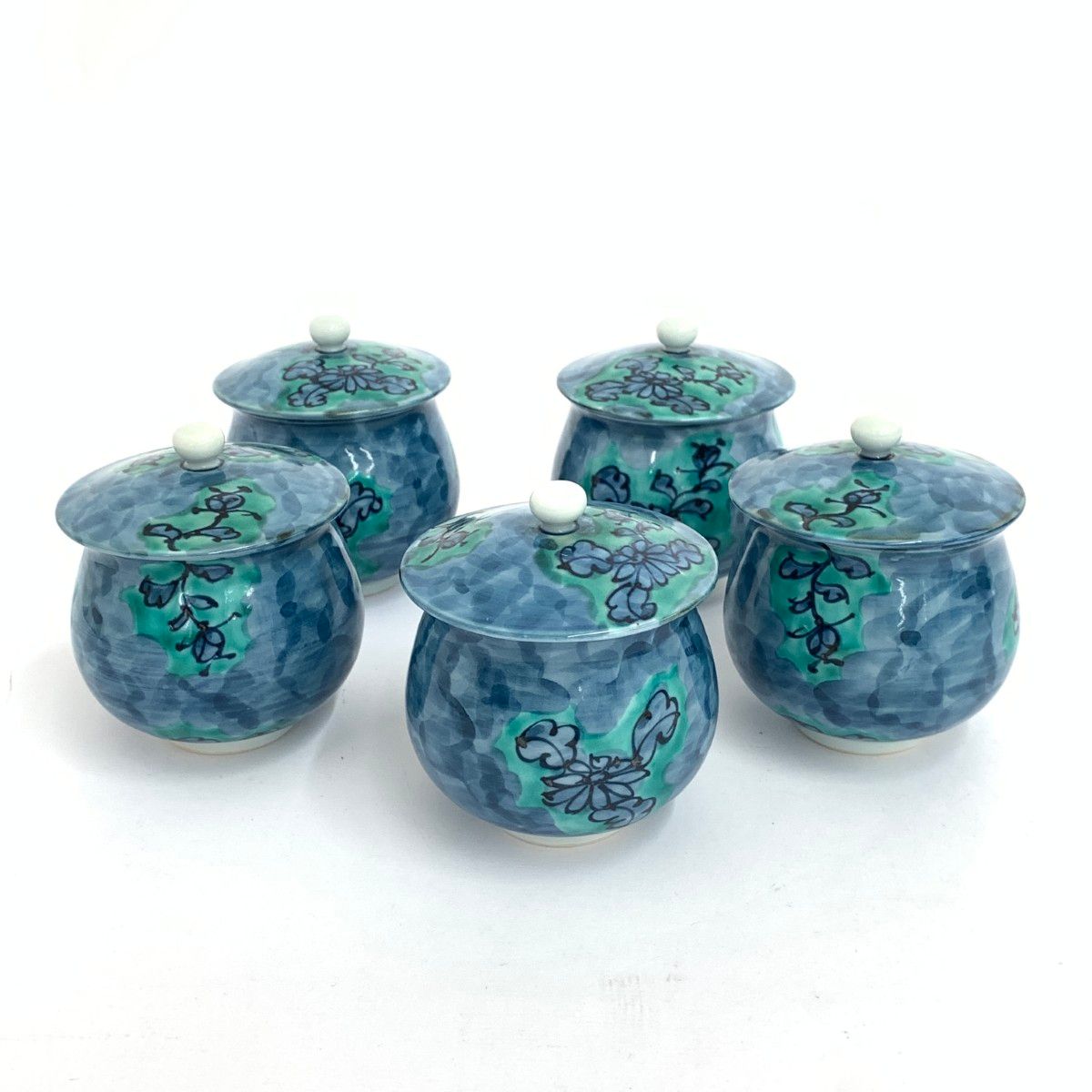 源右衛門 お湯呑5ケ 有田焼 源右衛門窯 蓋付き湯呑み2個セット