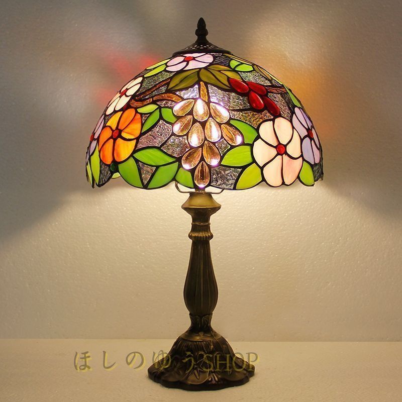 ?? 芸術品LEDテーブルランプ ステンドグラス ガラスライトカバー 照明クラシック デスクライト ヨーロッパ 手作り 幅30CM ライト 照明 F20