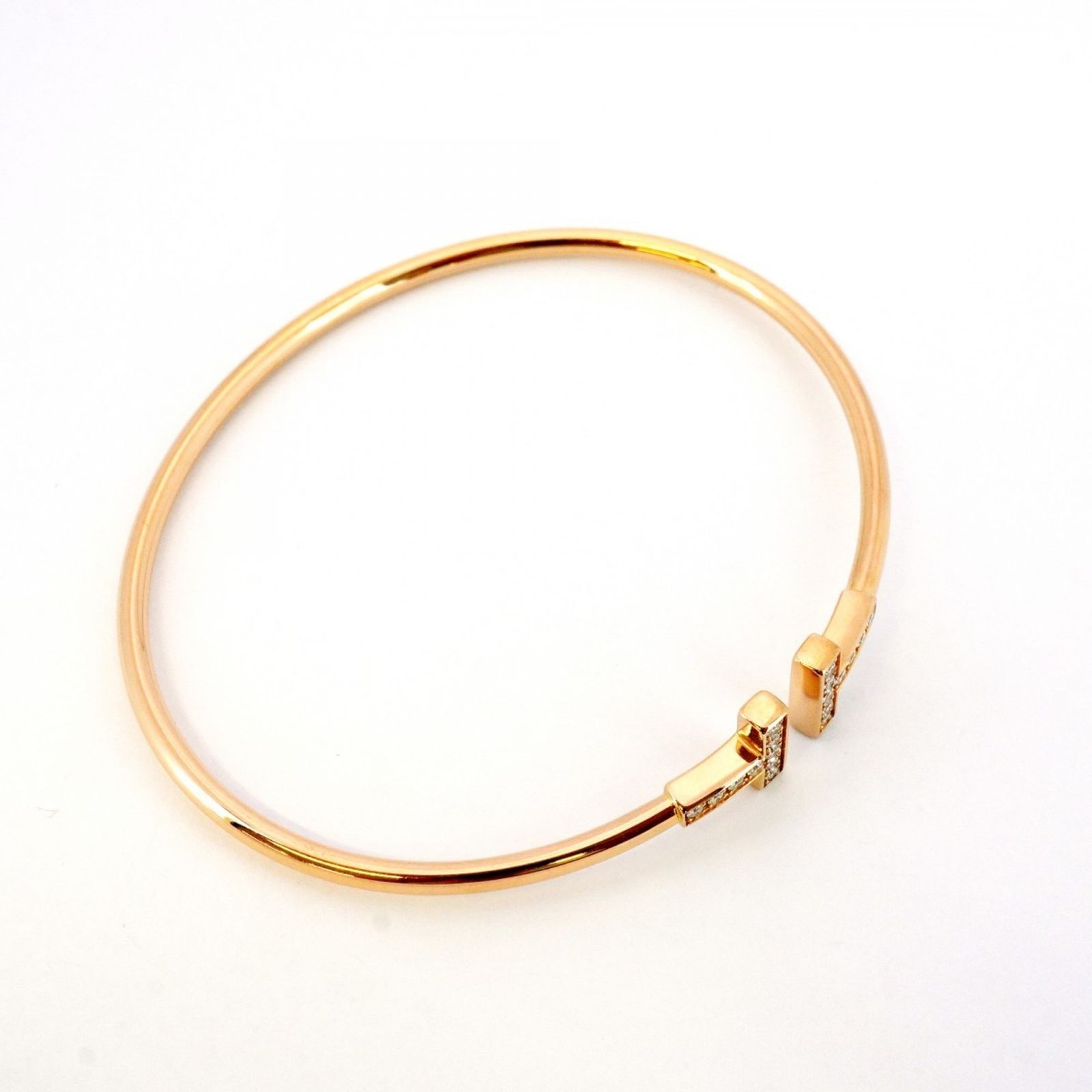 ティファニー Tiffany ティファニー バングル Tワイヤー 18KPG ピンクゴールド ダイヤモンドレディース