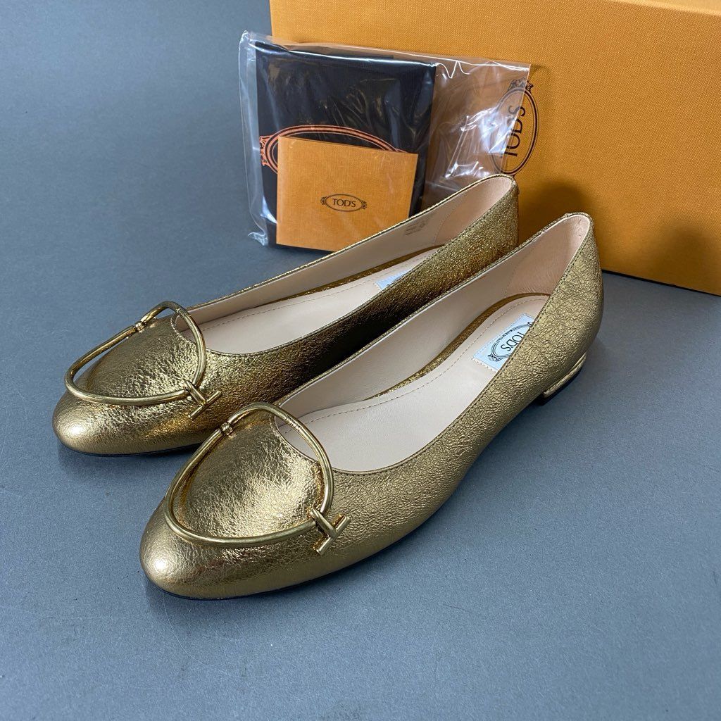 TODS トッズ バレリーナ フラットシューズ　40 メタリックゴールド TODS トッズ バレリーナ フラットシューズ40 メタリックゴールド