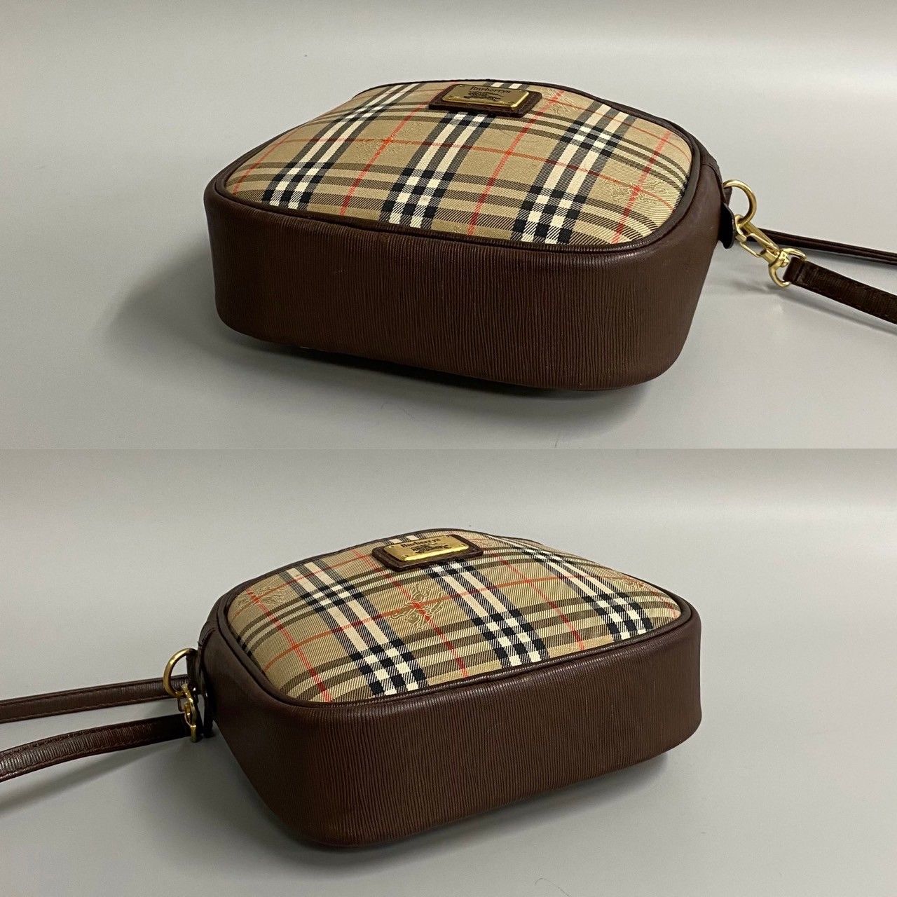 美品Burberrys バーバリーノバチャックレザーハンドバック