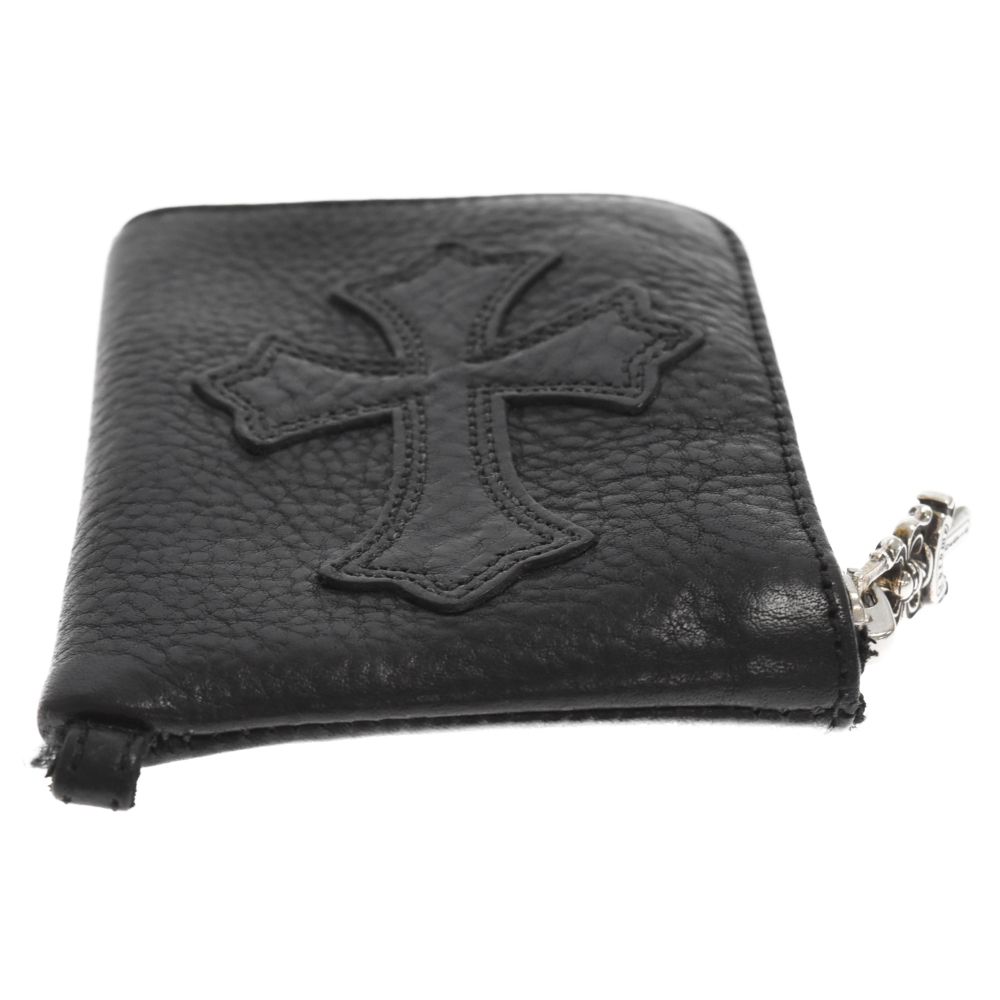 CHROME HEARTS クロムハーツ Tiny Zip Wallet Cemetery Cross Patches タイニージップ セメタリークロスパッチラウンドジップ レザーウォレット コインケース ブラック