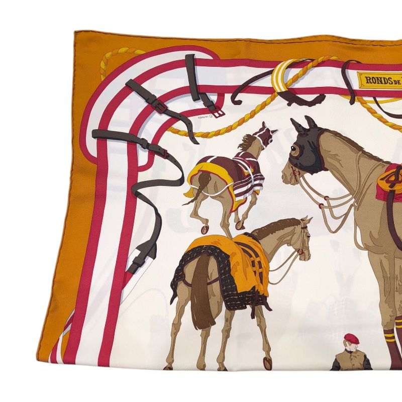 エルメス HERMES カレ90 RONDS DE MARCHE ブラウン シルク レディース スカーフ
