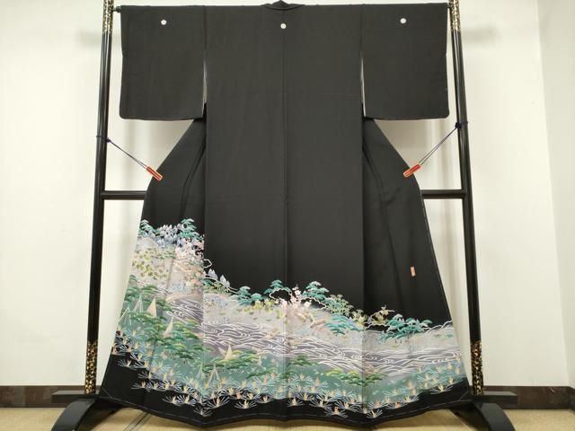 ベストストア日本一受賞店■平和屋着物■豪華黒留袖　駒刺繍　飛鶴文　逸品　gk352 ベストストア日本一受賞店！□平和屋着物□豪華黒留袖 駒刺繍