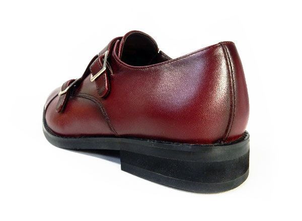 PARASHOE 本革 ダブルモンクストラップ ビジネスシューズ ワイン