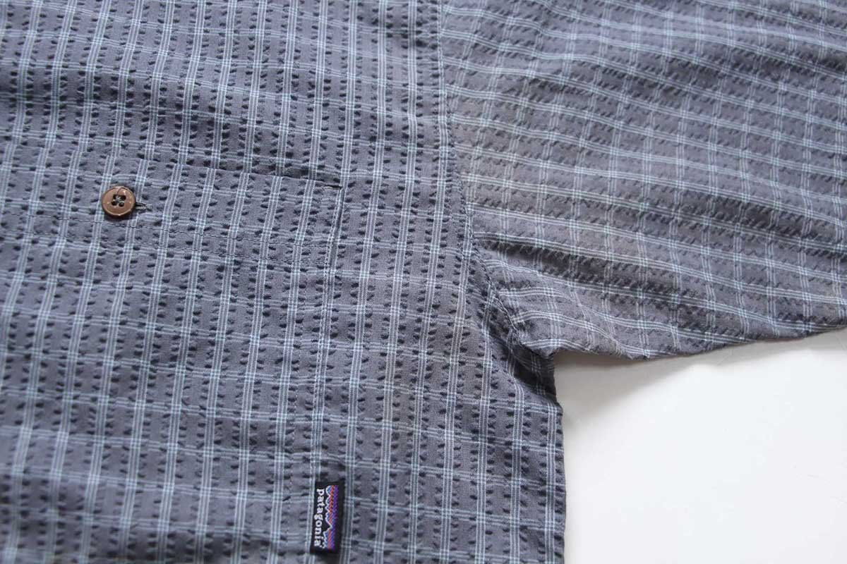 00s patagonia シアサッカー　半袖シャツ patagoniaパタゴニア チェック 半袖 シアサッカーシャツ L