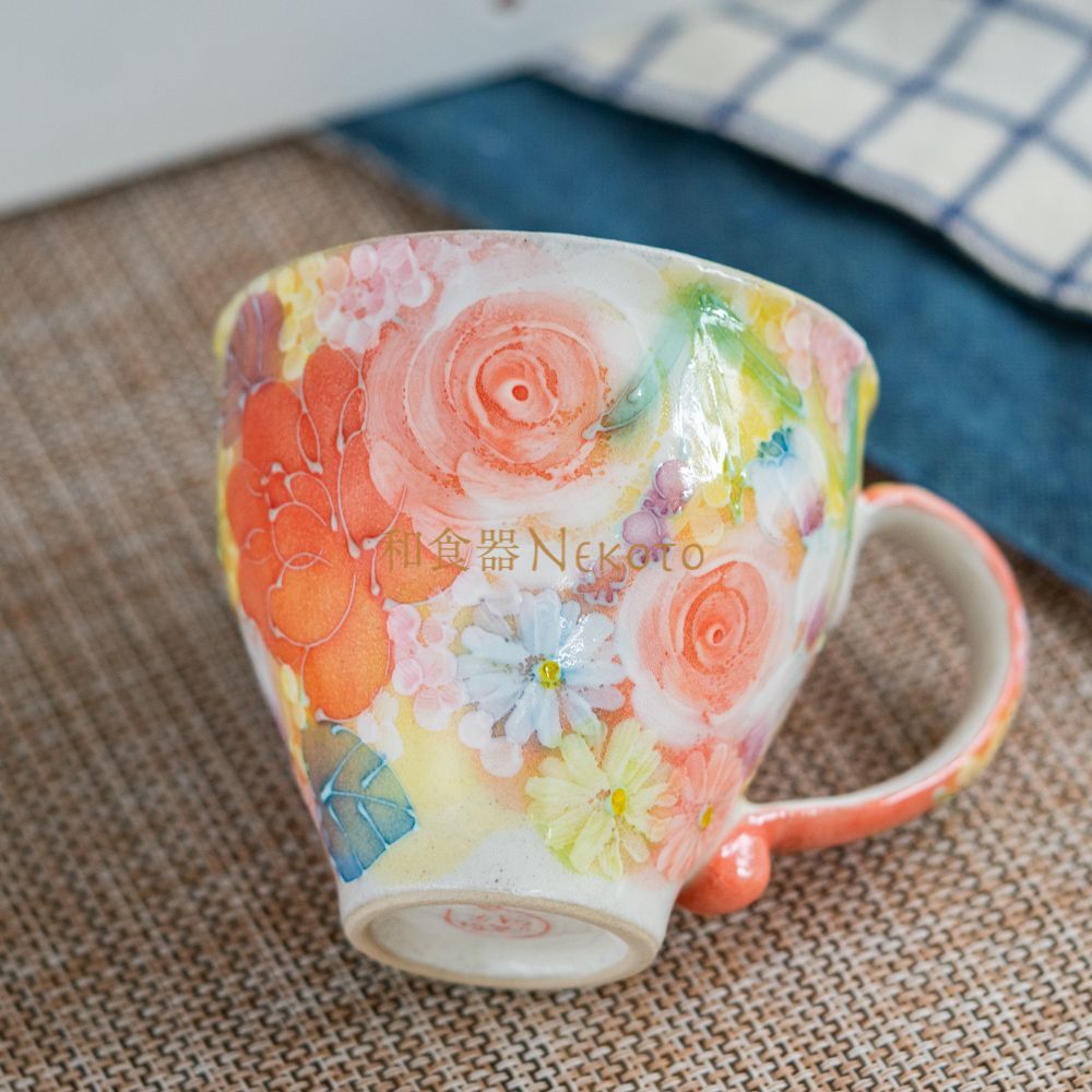 日本製ゆずりは工房 平安雅花 マグ 花柄 おしゃれ かわいい