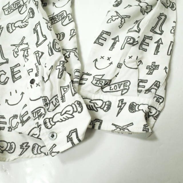 roarguns ロアーガンズ 23SS 日本製 GRAFFITI PRINT SHIRT グラフィックプリントシャツ 23SGS-03 2 WHITE 長袖 roar ロアー HANDDRAWN 落書き トップス【中古】【roarguns】 roarguns ロアーガンズ 23SS 日本製 GRAFFITI PRINT SHIRT