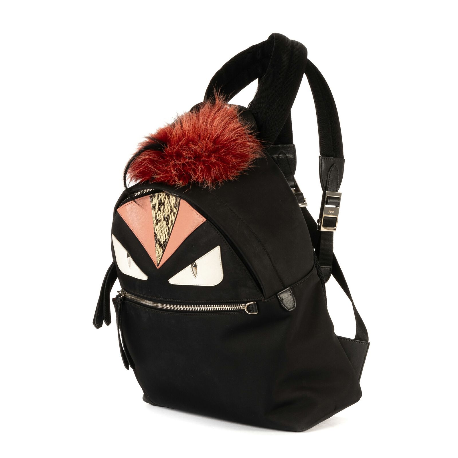 FENDI フェンディモンスター黒ナイロン×パイソンレザーA