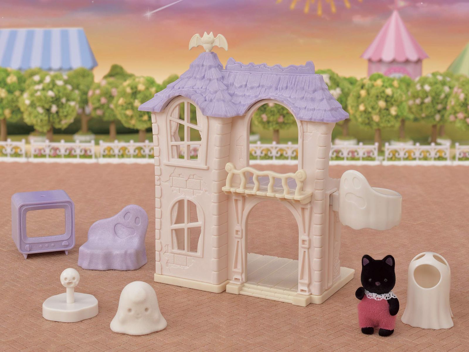 ドールハウス Sylvanian おもちゃ 3歳以上 STマーク認証 Families コ-67 】 エポック社 どきどきホーンテッドハウスセット 【 アトラクション EPOCH ゆうえんち シルバニアファミリー