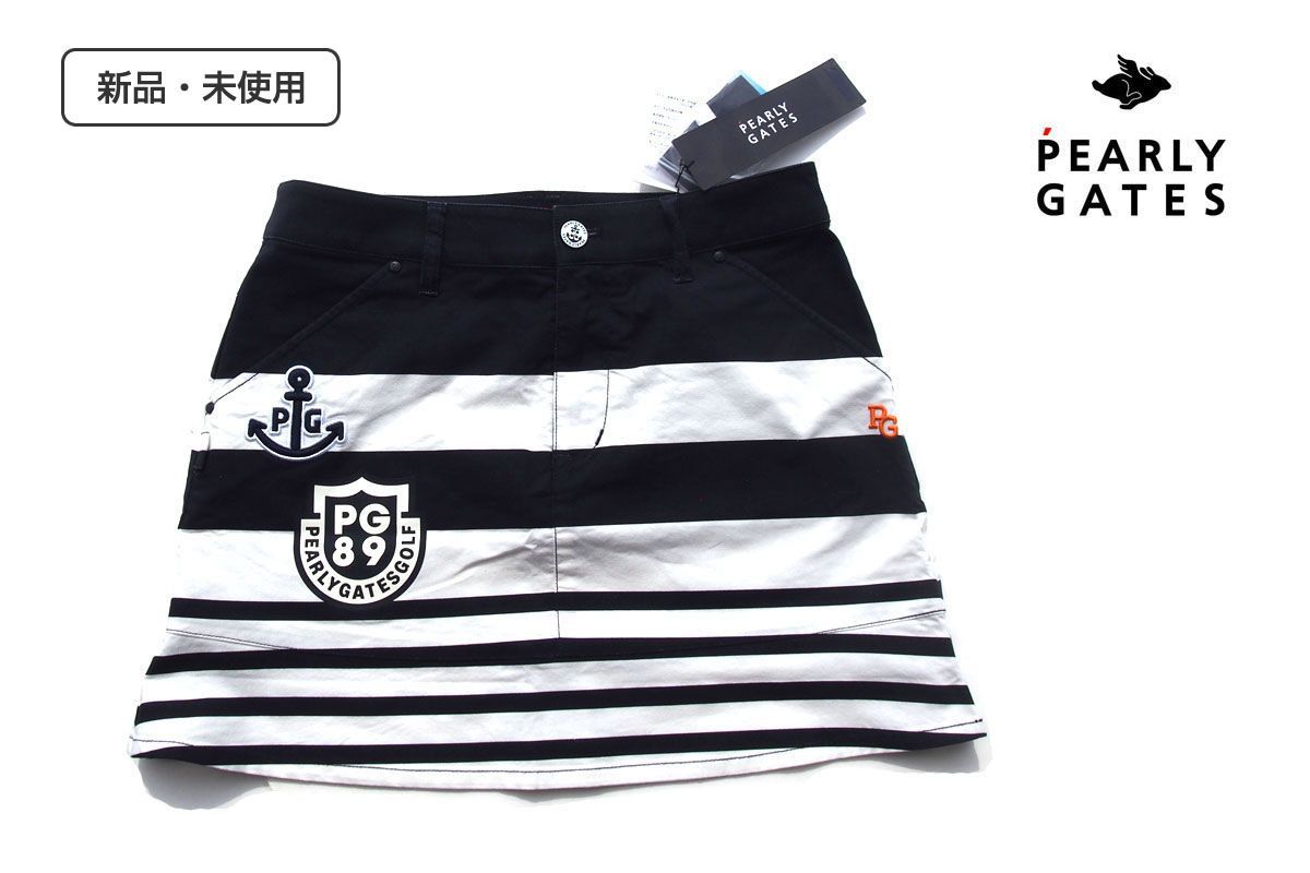 ｜ ｜パーリーゲイツ｜pearly gates｜ボーダー×ロゴモチーフ ゴルフスカート｜055-113514｜レディースゴルフウェア｜1