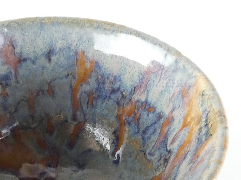 谷川省三 作②「白斑釉 茶碗」共箱 高さ 約8cm 幅 約13.5cm 抹茶