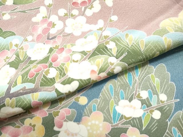 平和屋着物○十日町友禅作家 岡村蒼風 色留袖 風景草木文 正絹 逸品