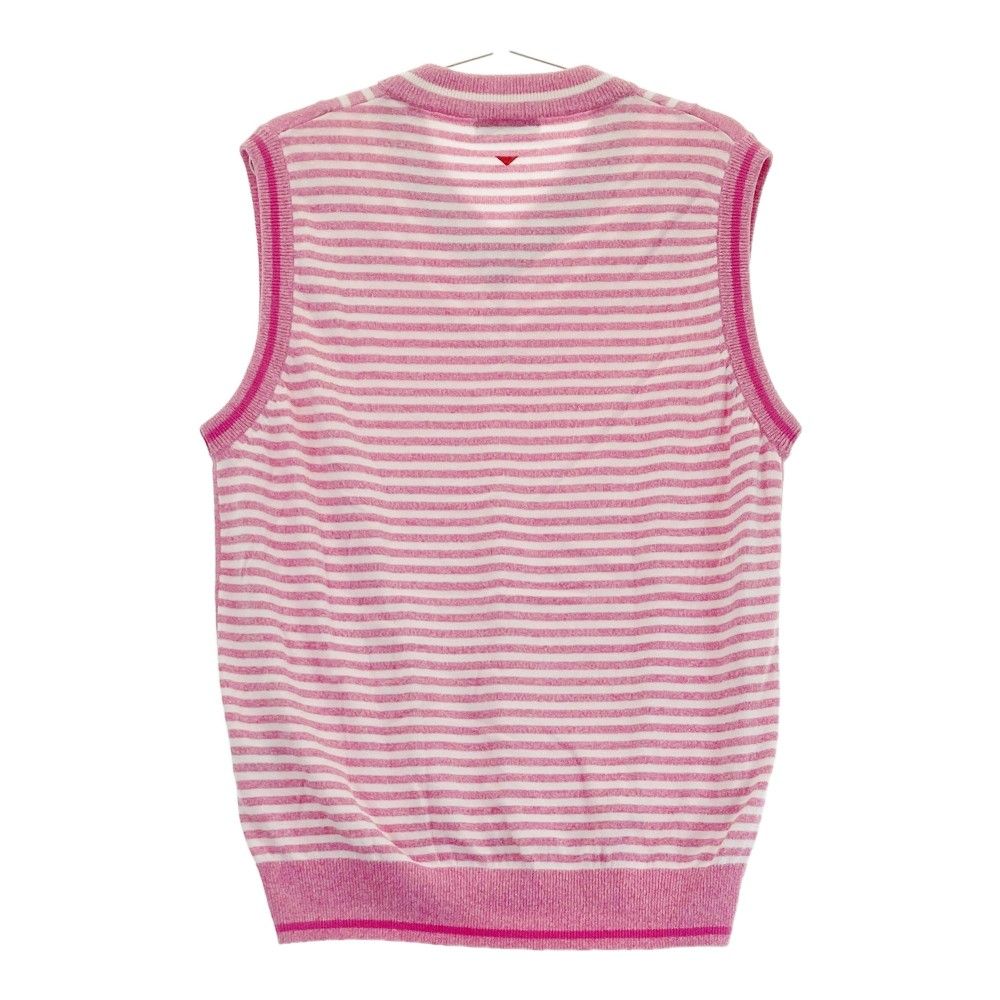 サイズ：L AND PER SE アンパスィ ニット ベスト ボーダー柄 ピンク系
