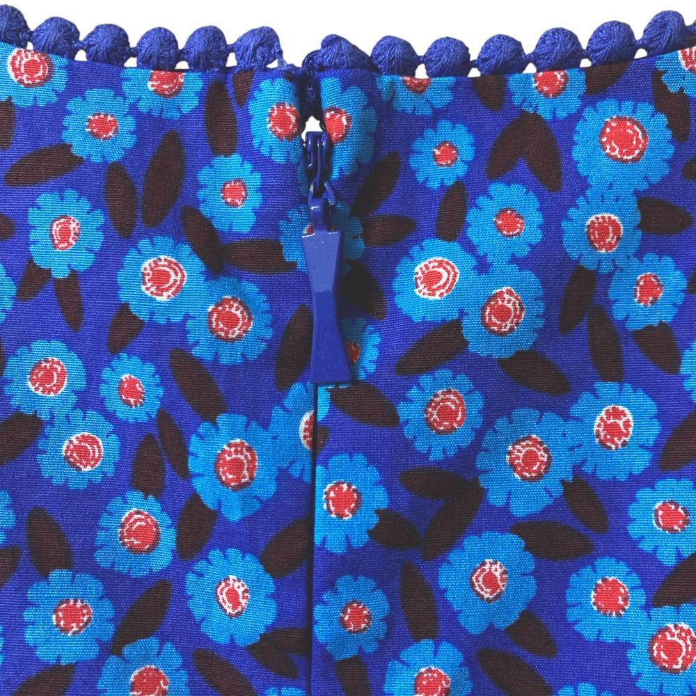 【美品】ケイトスペード　ワンピース　ノースリーブ　花柄　フラワープリント　ブルー ☆美品☆kate spade ケイトスペード ノースリーブワンピース 6