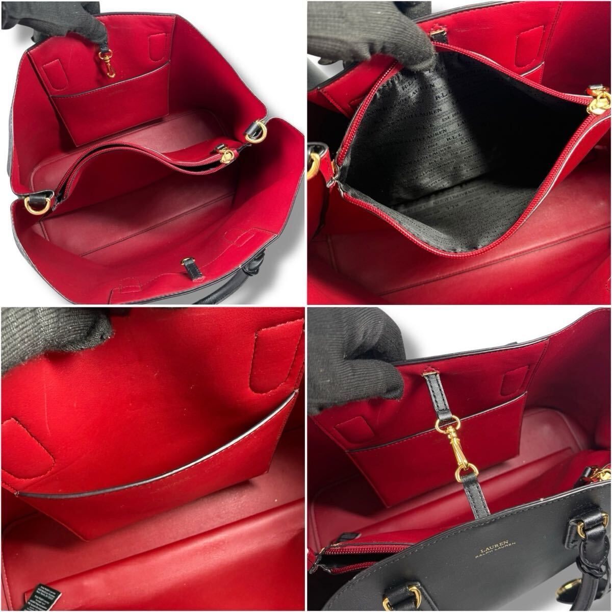 鑑定済】Lauren Ralph Lauren ローレン ラルフローレン レザー 