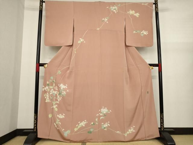 平和屋着物●色留訪問着　紬地　刺し子　切嵌　舞花文　正絹　逸品　CABD7467ut 平和屋着物○色留訪問着 紬地 刺し子 切嵌 舞花文 正絹 逸品