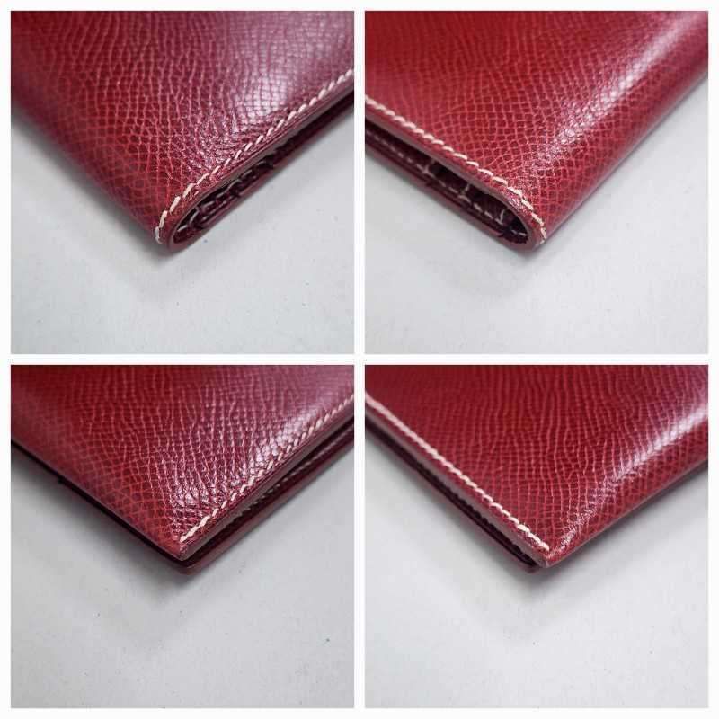 HERMES エルメス ベアン クラシック レッド ゴールド金具 本革 レザー  