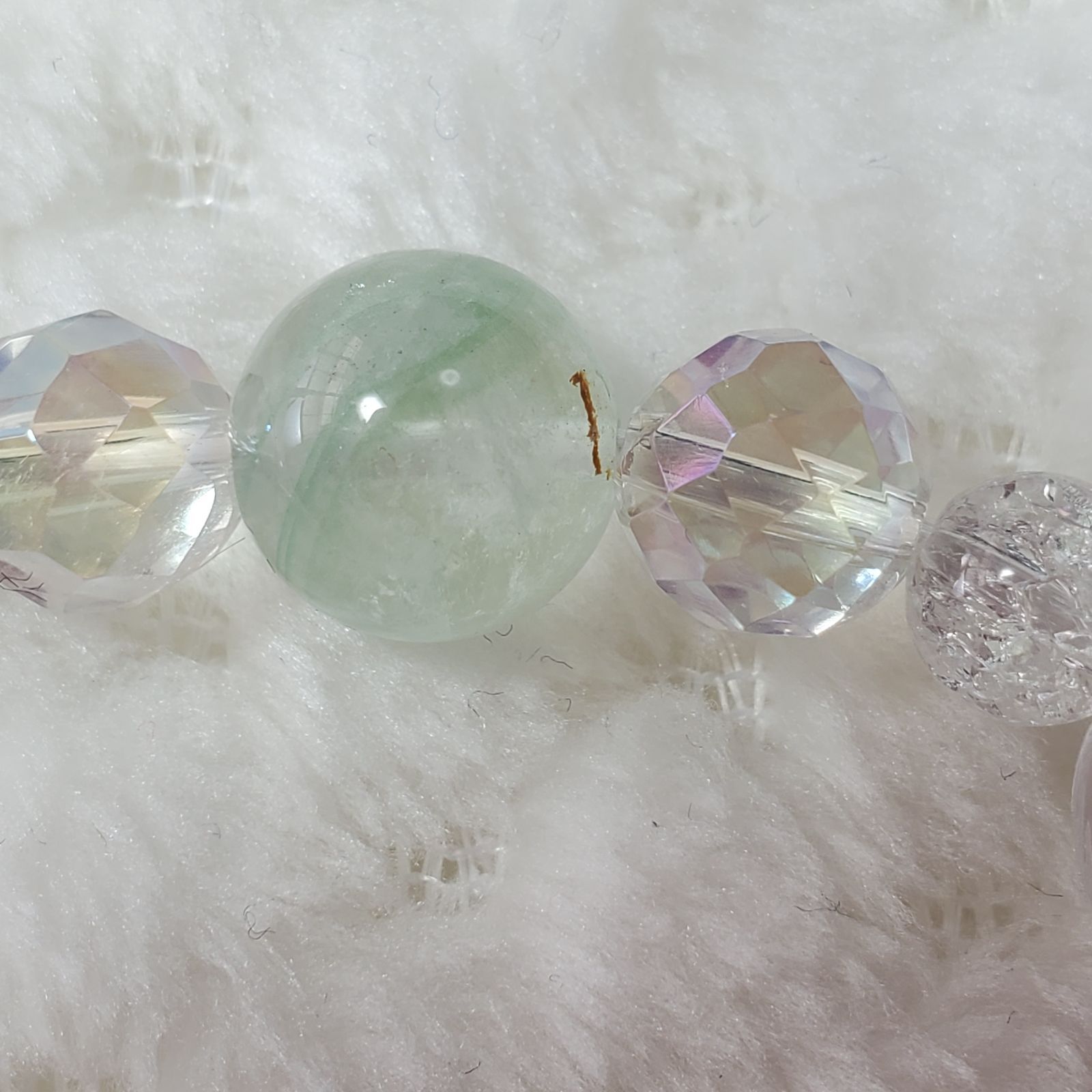 パワーストーン・天然石ブレスレット/グリーンファントム 孔雀 金運