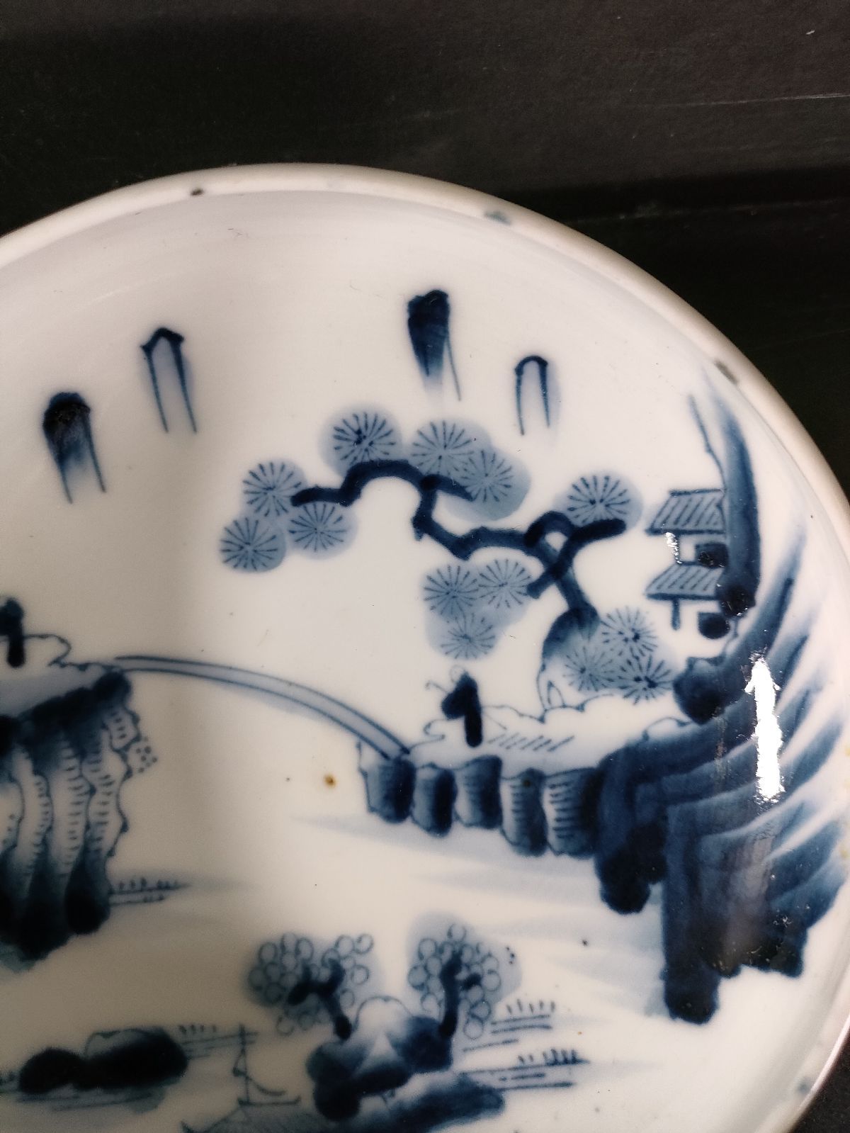 染付山水人物風景文銘々皿8客