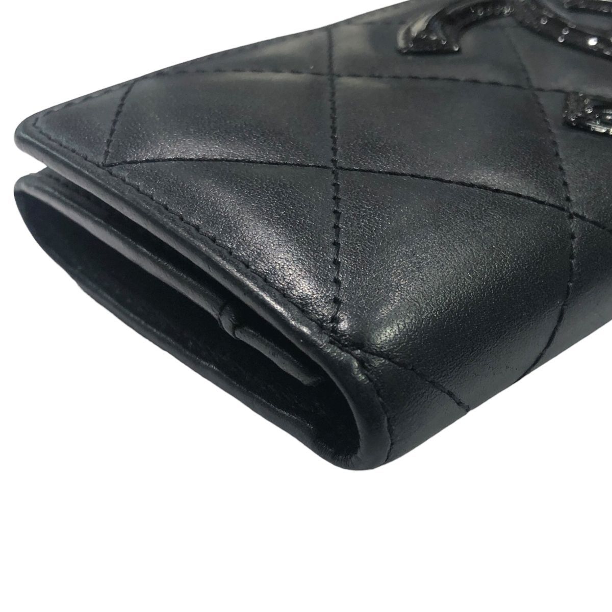 中古】 CHANEL シャネル カンボンライン カードケース ブラック