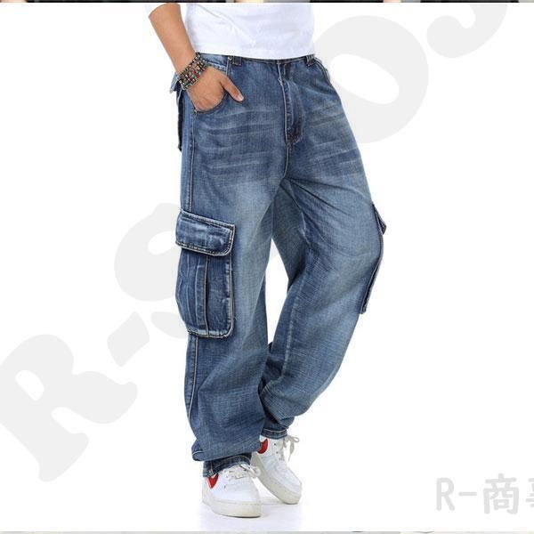 デニムパンツ ルーズフィット カーゴパンツ バギーパンツ 太め ジーパン ジーンズ ボトムス ゆったり Gパン メンズ 太 大きいサイズ パン